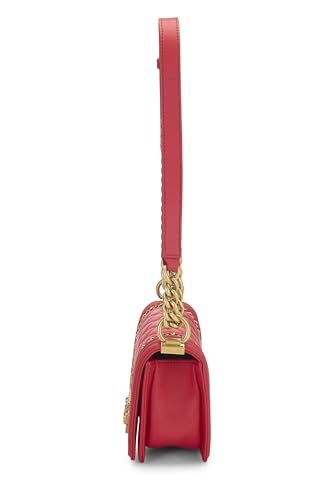 Chanel, petit sac à main Boy en cuir d'agneau rose d'occasion avec chaîne, rose