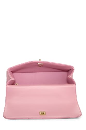 Chanel, Petit sac à main rectangulaire en cuir d'agneau matelassé rose d'occasion, rose