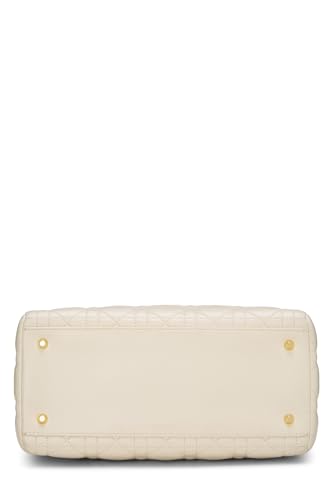 Dior, Pre-Loved Cream Cannage Quilted Lambskin Lady Dior Medium, White