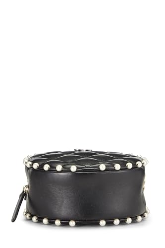 Chanel, Pre-Loved Black Quilted Lambskin Round Classic Chain Clutch, Black