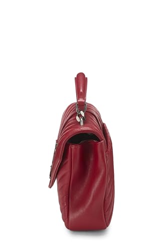 Yves Saint Laurent, Pre-Loved Red Chevron Leather College Medium, Rojo