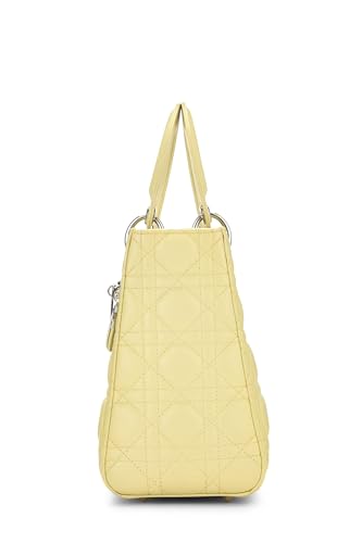 Dior, Lady Dior Medium en cuir d'agneau matelassé jaune Cannage d'occasion, jaune