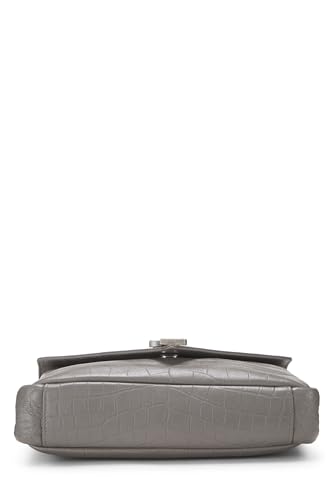 Yves Saint Laurent, Pre-Loved Grey Embossed Leather College Medium, Grey