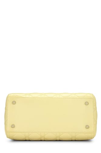 Dior, Lady Dior Medium en cuir d'agneau matelassé jaune Cannage d'occasion, jaune