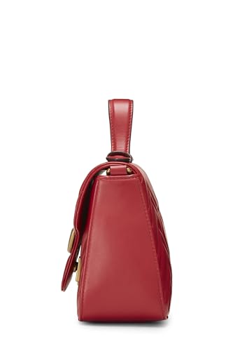 Gucci, Pre-Loved Red Leather GG Marmont Top Handle Bag Mini, Red