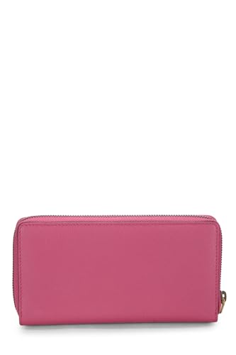 Gucci, portefeuille en cuir rose avec logo d'occasion, rose