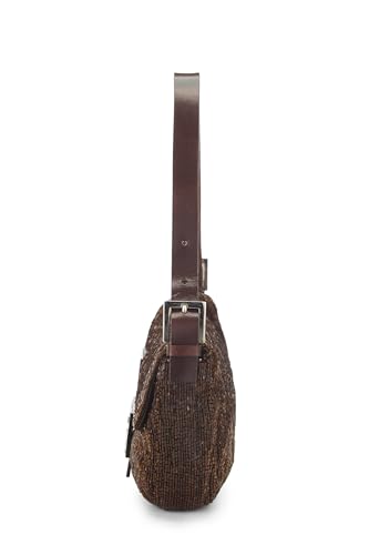 Fendi, Pre-Loved Brown Beaded Baguette, Brown