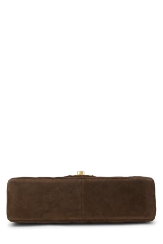 Chanel, Jumbo demi-rabat en daim matelassé marron d'occasion, marron