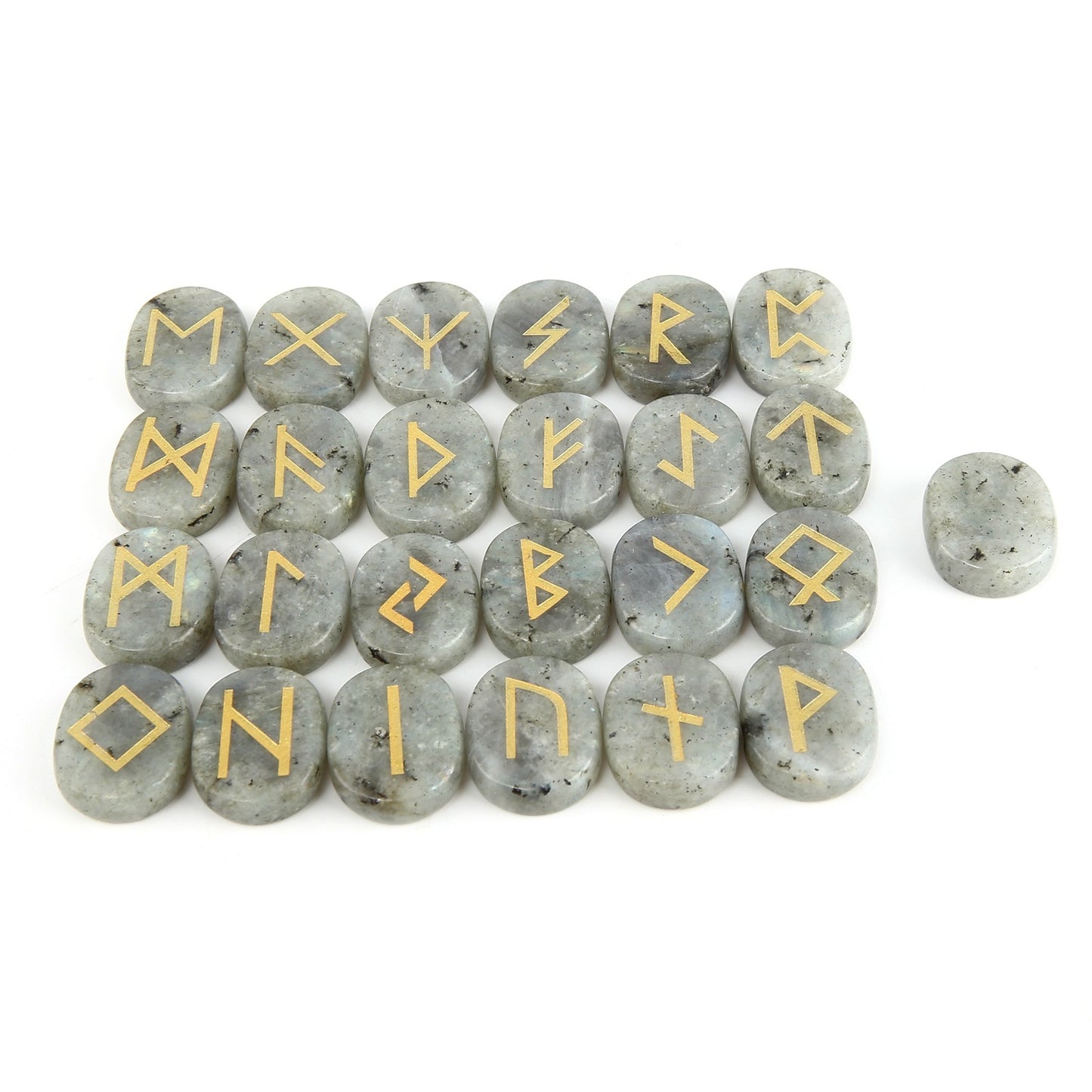 Nordic Germanic Runes Luenruini Letter Natural Crystal Oval Piece Rune 24 1 Set