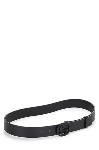 Gucci, Ceinture GG entrelacée en cuir noir Guccissima d'occasion, noir