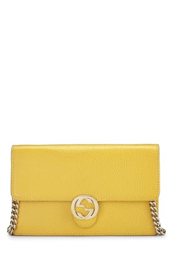 Gucci, petit sac à bandoulière entrelacé en cuir jaune d'occasion, jaune