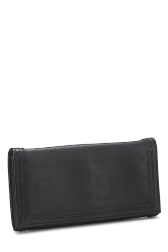 Fendi, Pre-Loved Black Zucca Leather Long Wallet, Black