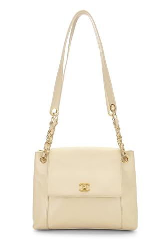 Chanel, sac fourre-tout zippé Caviar blanc d'occasion, blanc