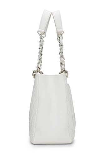 Chanel, Grand sac cabas matelassé Caviar blanc d'occasion (GST), blanc