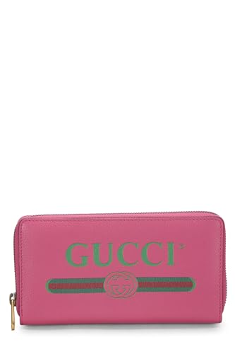 Gucci, portefeuille en cuir rose avec logo d'occasion, rose