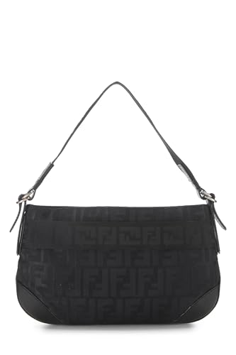 Fendi, Bolso de hombro Zucca de nailon negro Pre-Loved, Negro