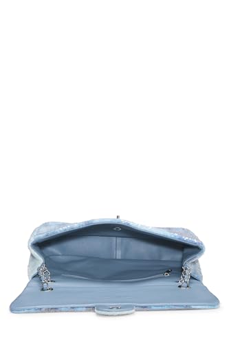 Chanel, Pre-Loved Blue Sequin Waterfall Flap Bag Maxi, Blue