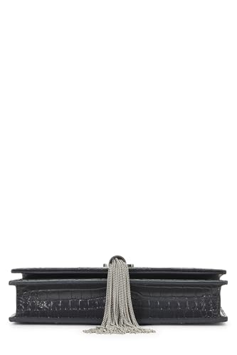 Yves Saint Laurent, Pre-Loved Grey Embossed Kate with Tassel Wallet On Chain (WOC), Grey