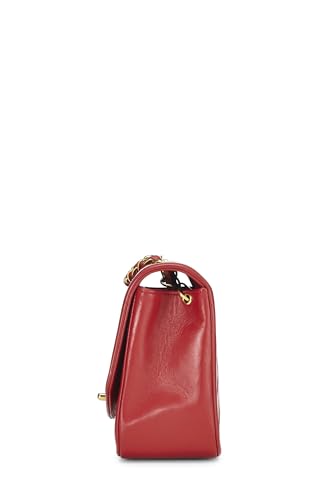 Chanel, Solapa Diana pequeña de piel de cordero acolchada roja Pre-Loved, Rojo