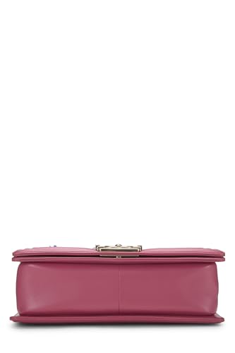 Chanel, sac Boy Medium en tweed rose et multicolore d'occasion, rose