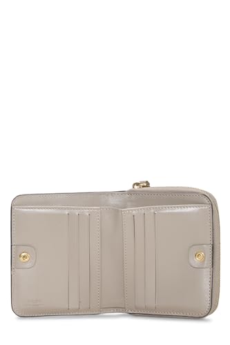 Fendi, portefeuille compact « F is Fendi » en cuir de veau gris d'occasion, gris