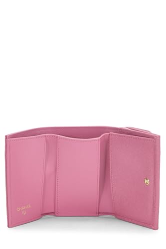 Chanel, Pre-Loved Pink Chevron Caviar Boy Compact Wallet, Pink