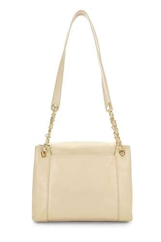 Chanel, sac fourre-tout zippé Caviar blanc d'occasion, blanc