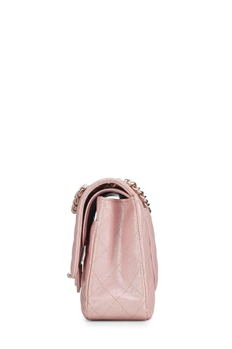 Chanel, Pre-Loved Iridescent Pink Quilted Caviar Classic Double Flap Medium, Pink