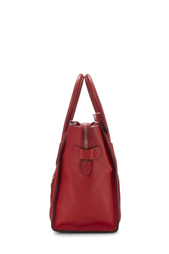 Céline, Pre-Loved Red Drummed Calfskin Luggage Mini, Red