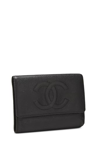 Chanel, Cartera compacta 'CC' Black Caviar Timeless Pre-Loved, Negro