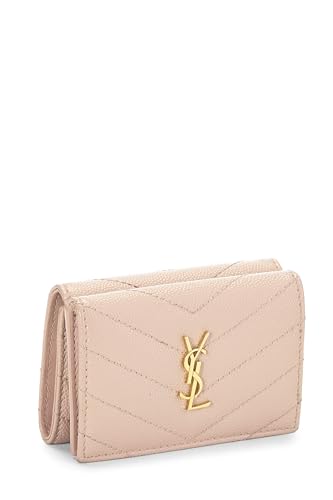 Yves Saint Laurent, Pre-Loved Pink Grainy Leather Origami Tiny Wallet, Pink