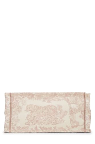 Dior, Sac fourre-tout en toile de Jouy brodée rose, grand modèle, d'occasion