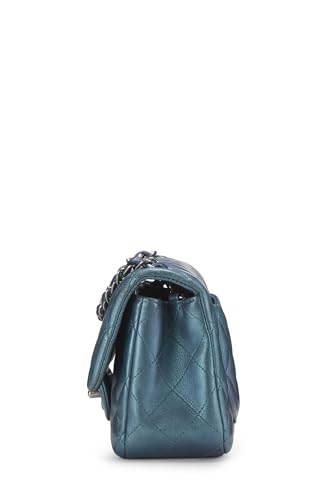 Chanel, Pre-Loved Iridescent Blue Quilted Lambskin Classic Double Flap Medium, Blue