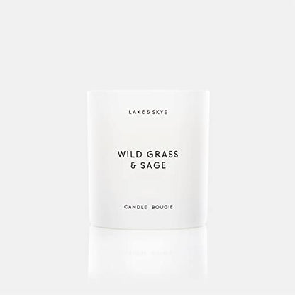 Bougie Wildgrass &amp; Sage de Lake &amp; Skye (227 g), 50 heures de combustion, 100 % cire de soja, végétalienne