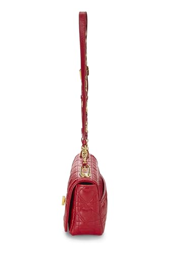 Dior, sac Caro Dioramour en cuir de veau rouge Cannage, petit modèle, d'occasion