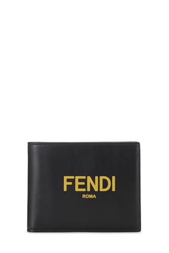 Fendi, portefeuille en cuir noir d'occasion, noir