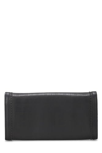 Fendi, portefeuille long en cuir noir Zucca d'occasion, noir