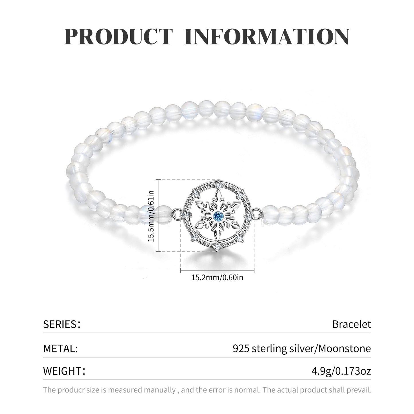 Snow Flower Bracelet Forest Is A Versatile Female Christmas Gift S925 Silver Natural Moonstone