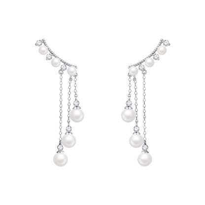 Long High Profile Tassel Pearl Eardrop Earring