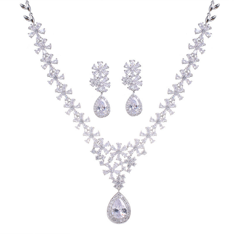 Crystal Earring Necklace Two Piece Set