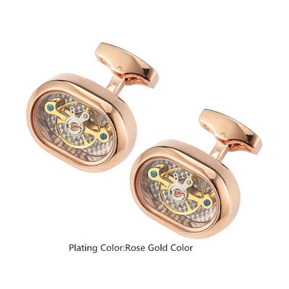 Men's Tourbillon Movement Cufflinks Gun Black French