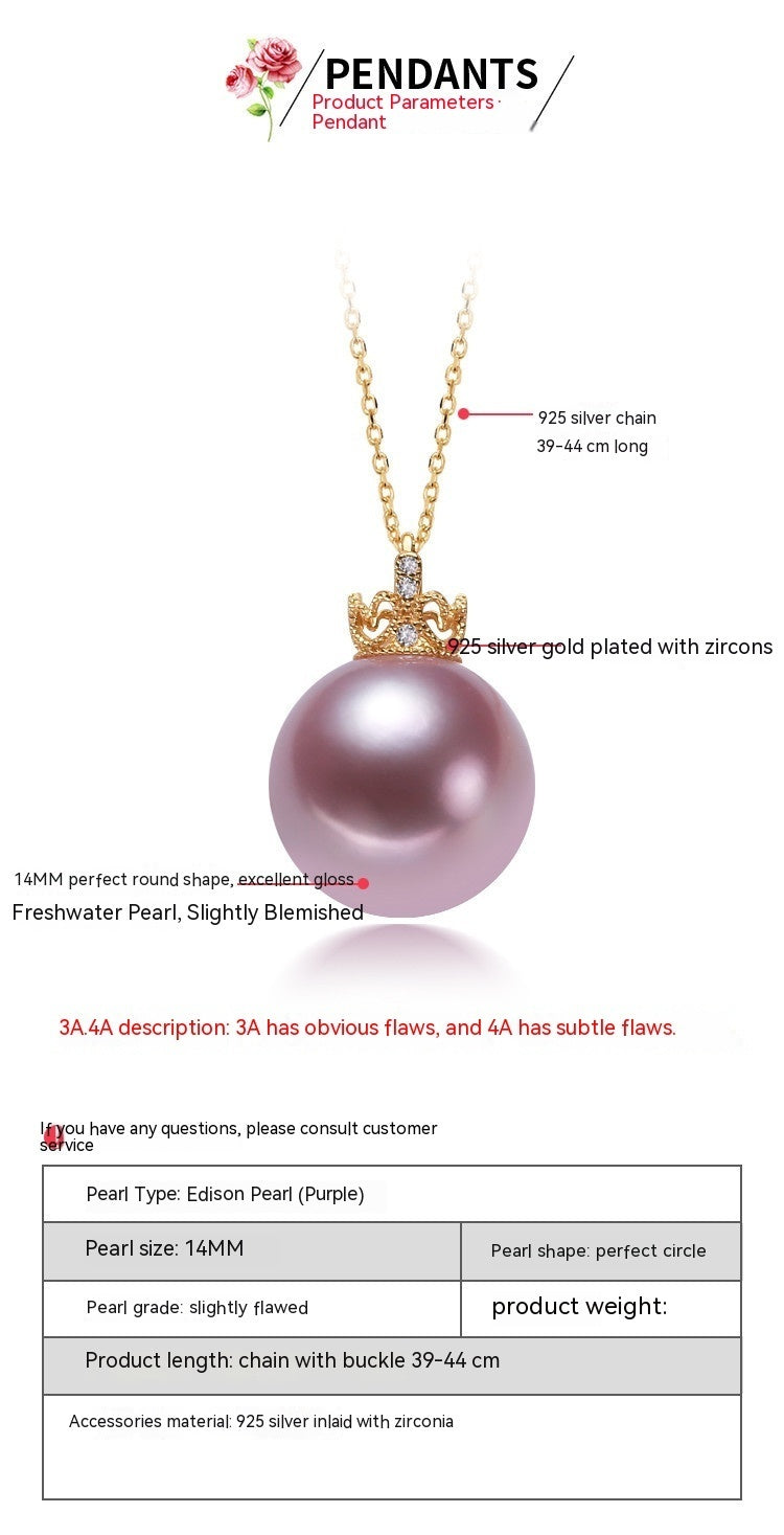 Crown Silver 925 Silver Pendant Pearl Necklace