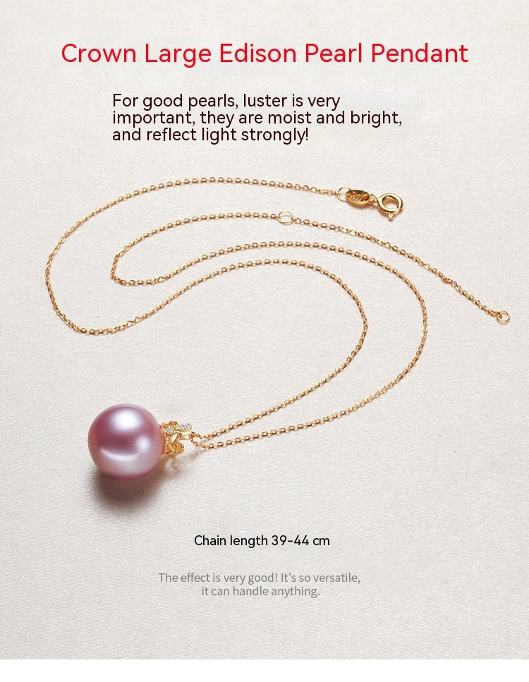 Crown Silver 925 Silver Pendant Pearl Necklace