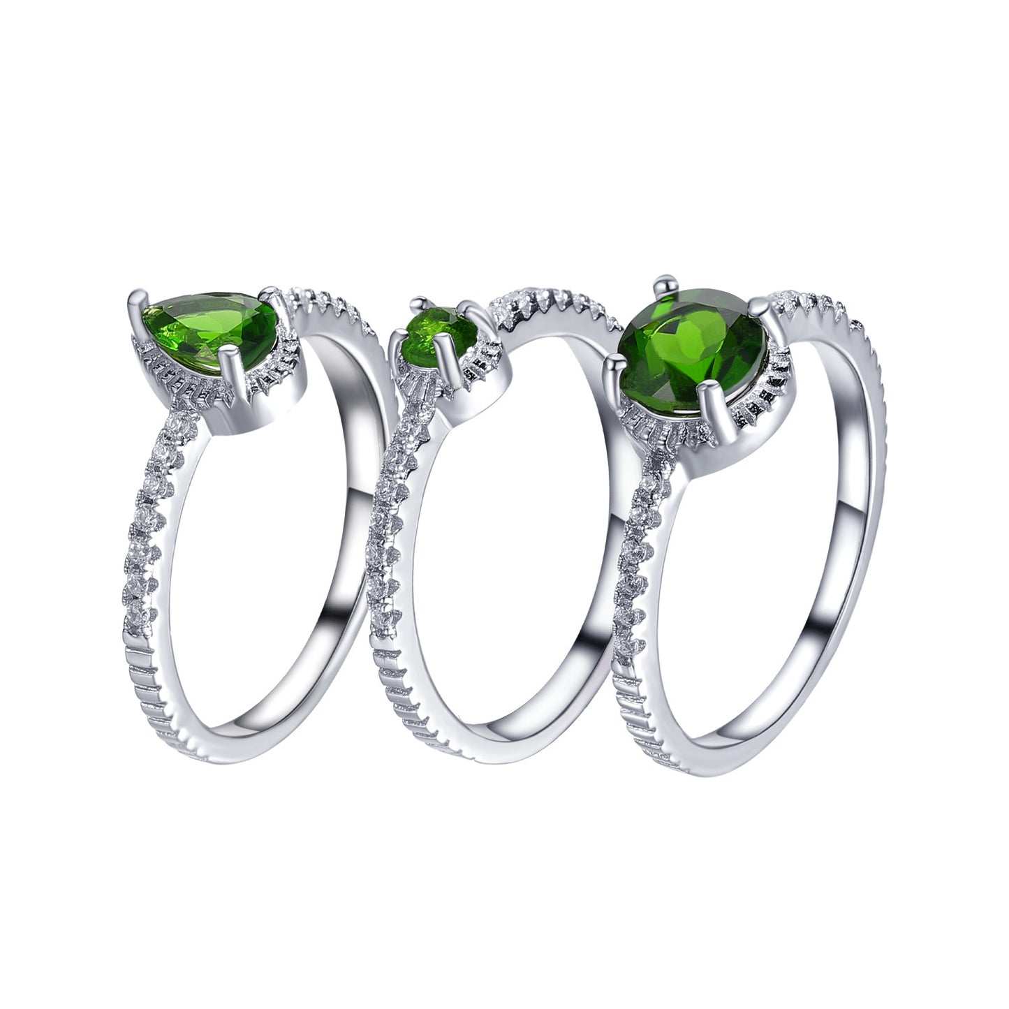 Simple And Natural Topaz Diopside Sets Of Rings