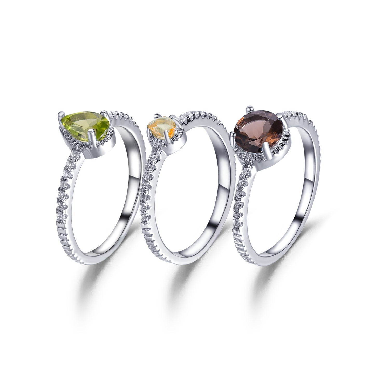 Simple And Natural Topaz Diopside Sets Of Rings