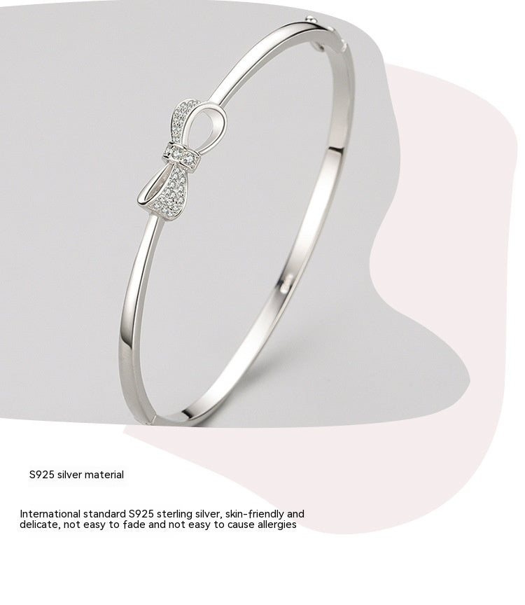 S925 Sterling Silver Bow Bracelet Female All-match Jewelry