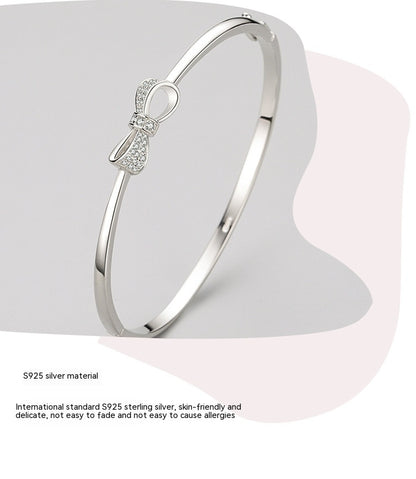 S925 Sterling Silver Bow Bracelet Female All-match Jewelry