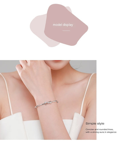 S925 Sterling Silver Bow Bracelet Female All-match Jewelry