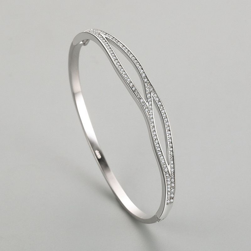 S925 Silver Bracelet Women's Japanese And Korean Simple Double-layer Cross Diamond