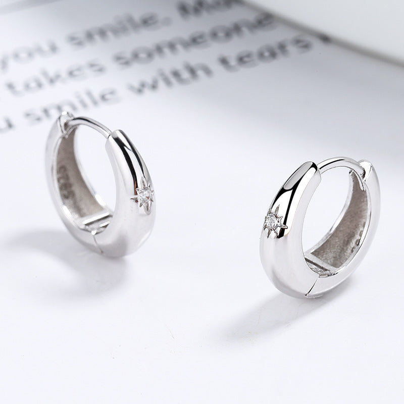 Boucles d'oreilles astérisme en argent sterling 925 pour femme, anneau d'oreille rétro français en forme de goutte d'eau